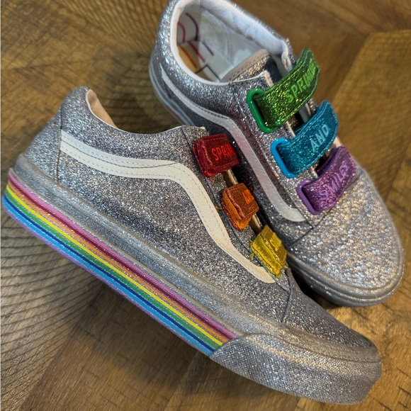 Vans X Amirah Kassem “Flour Shop” Silver Glitter Sprinkles And Smiles Sneakers - Picture 7 of 11